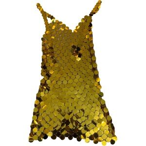 🪩 Gold Disc Sequin Mini Dress – NYE Festival Ready | Size M